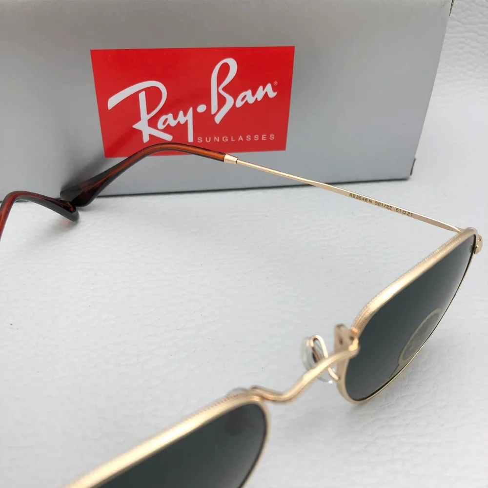 Ray-Ban Women's Gold Frame 51mm Black Lens Hexagon Sunglasses Like New - Picture 6 of 16